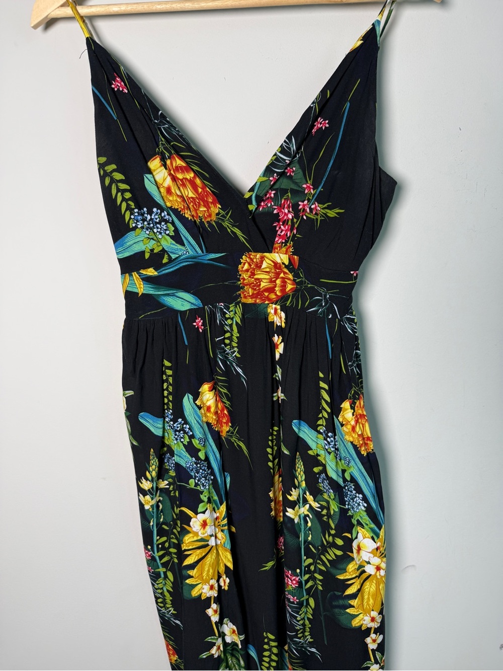 Roman Originals Petite Tropical Floral Maxi Dress V-Neck Smocked Waist XS - Picture 2 of 4